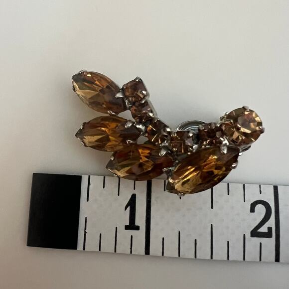 Vintage Juliana D&E Brown Jewel Clip On Climber Earrings - Picture 6 of 7